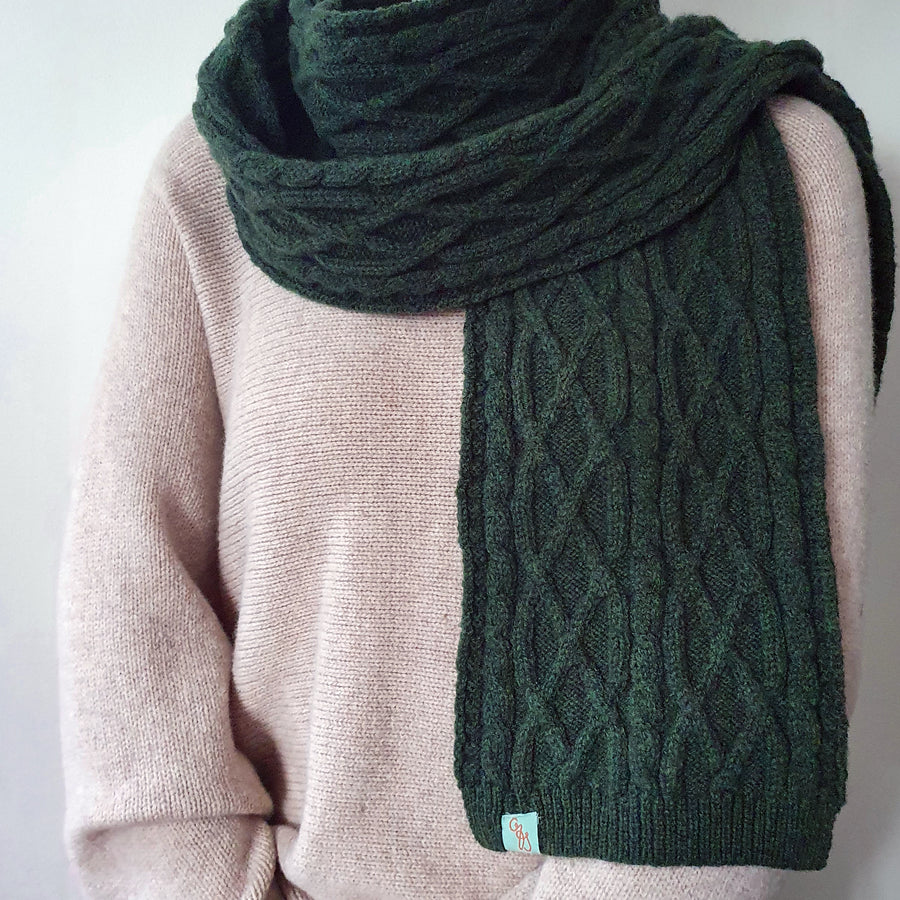 Australian Made Lambswool Scarf . Brioche . Rosemary Green