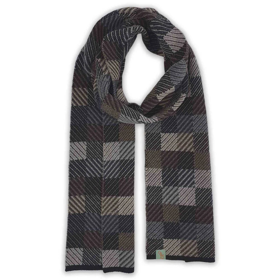 Australian Made Merino Wool Scarf . Patch . Black/Wheat