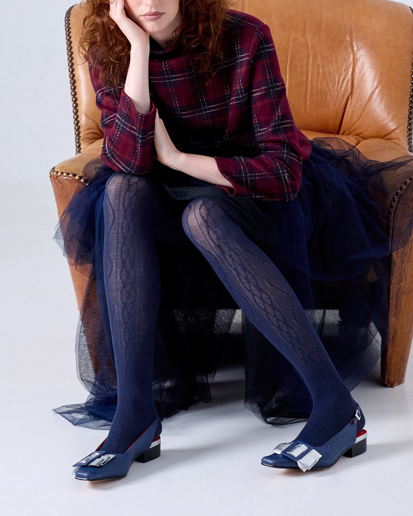 Aran Cashmere Tights . Navy