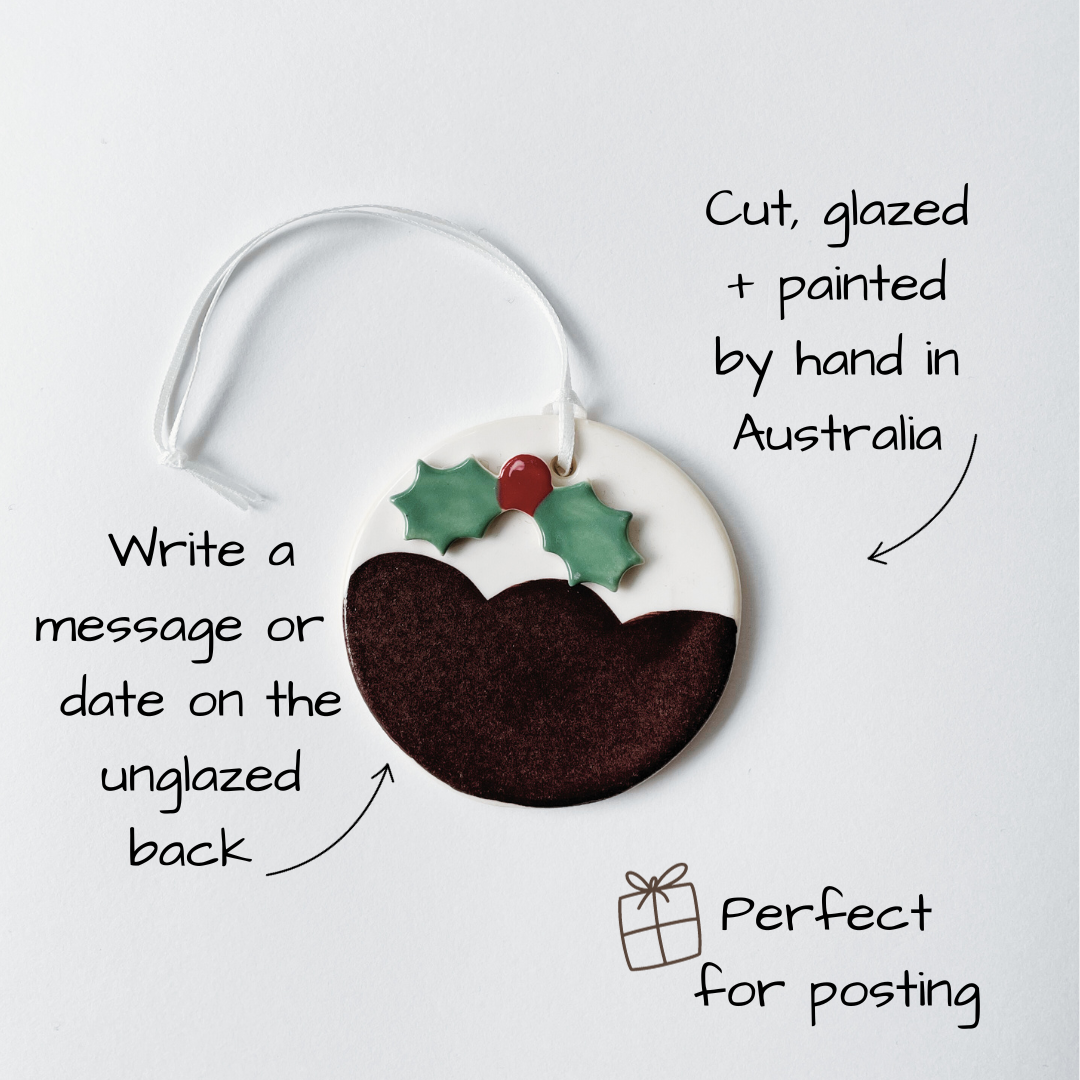 Handmade Ceramic Christmas Ornament . Pudding