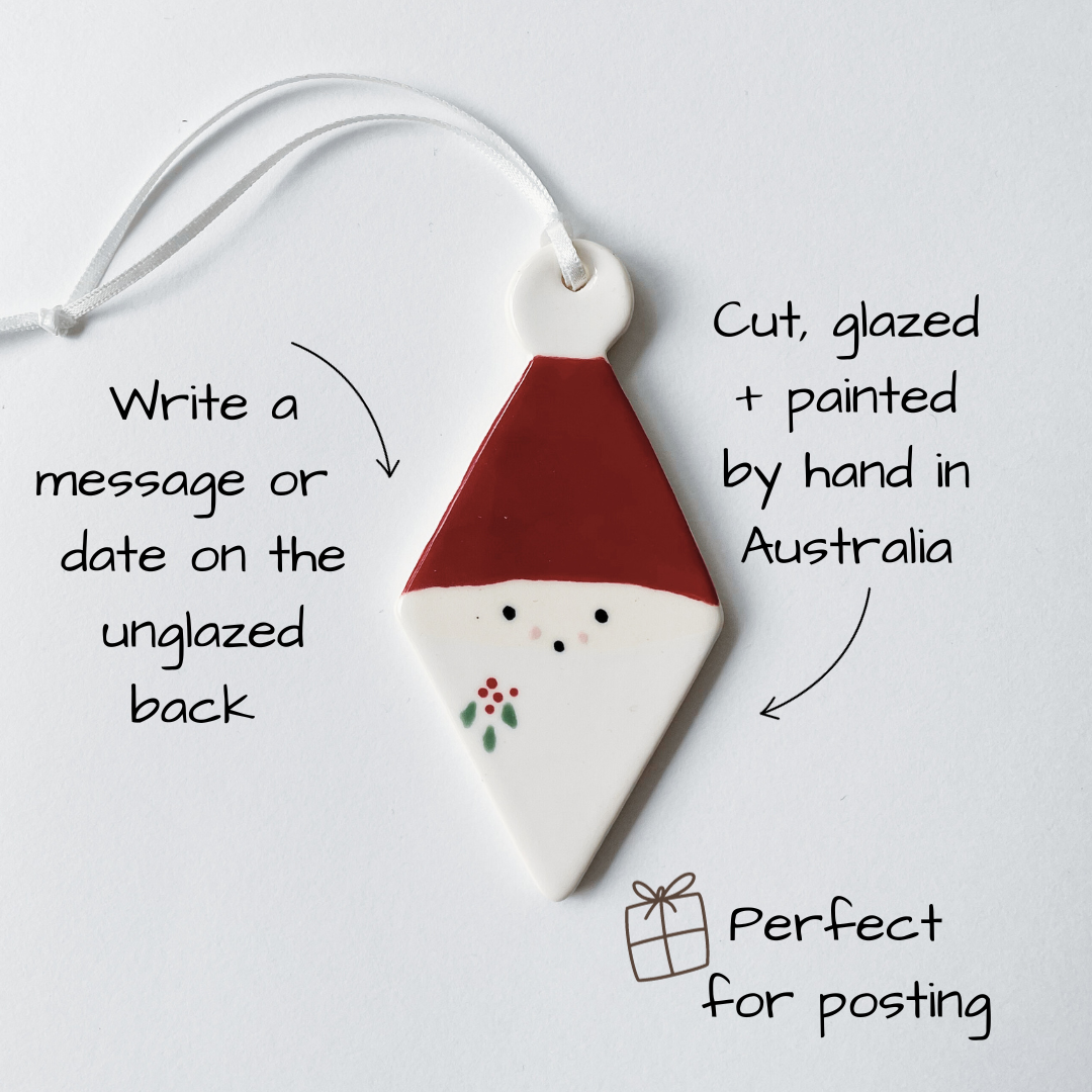 Handmade Ceramic Christmas Ornament . Santa