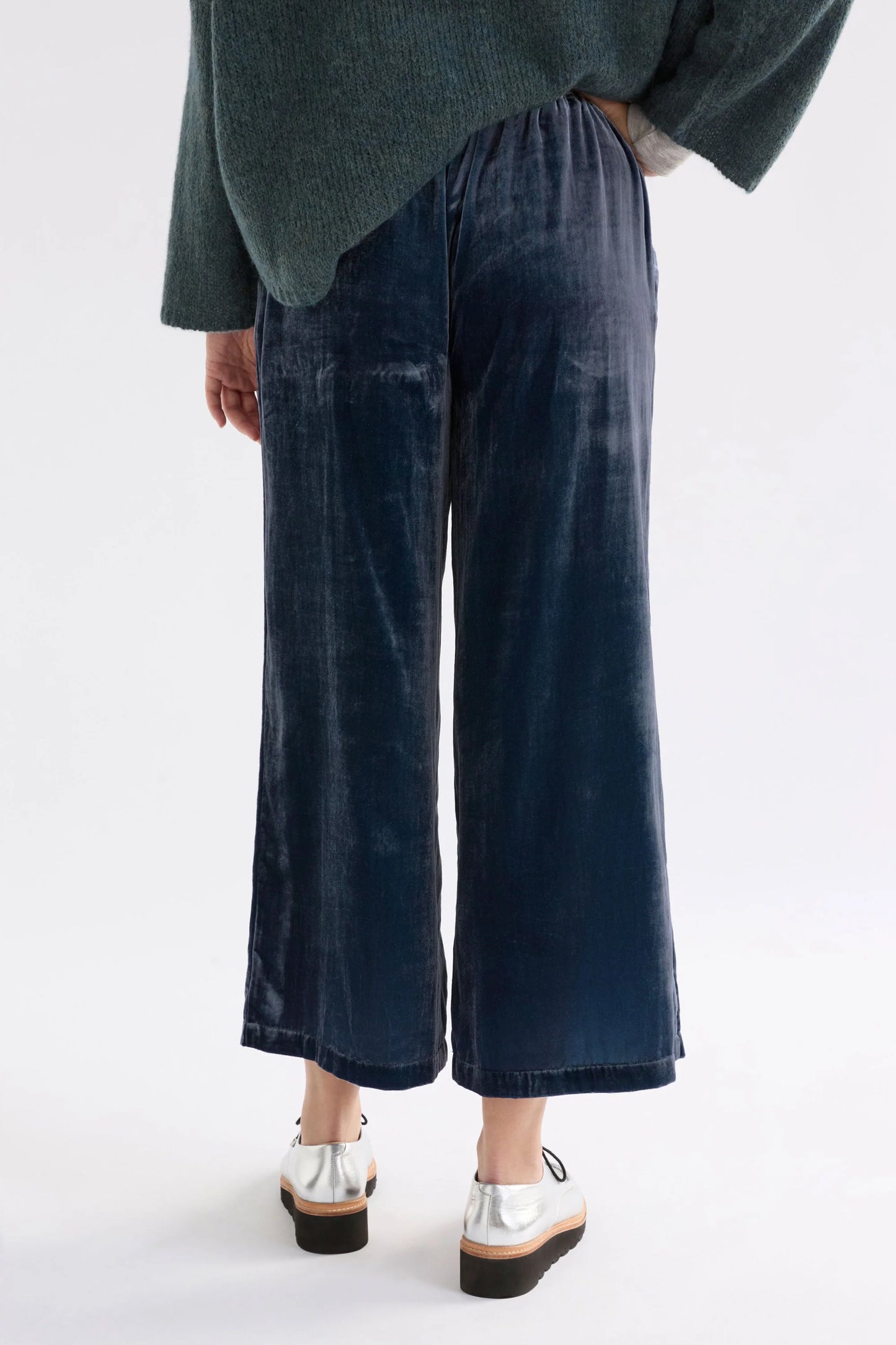 Suuri Velvet Wide Leg Pant . Steel Blue