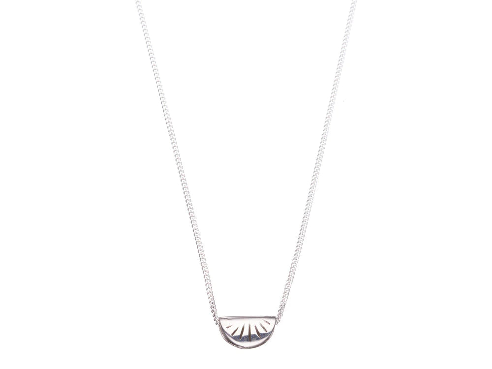 Necklace . Folded Sun Disc Silver