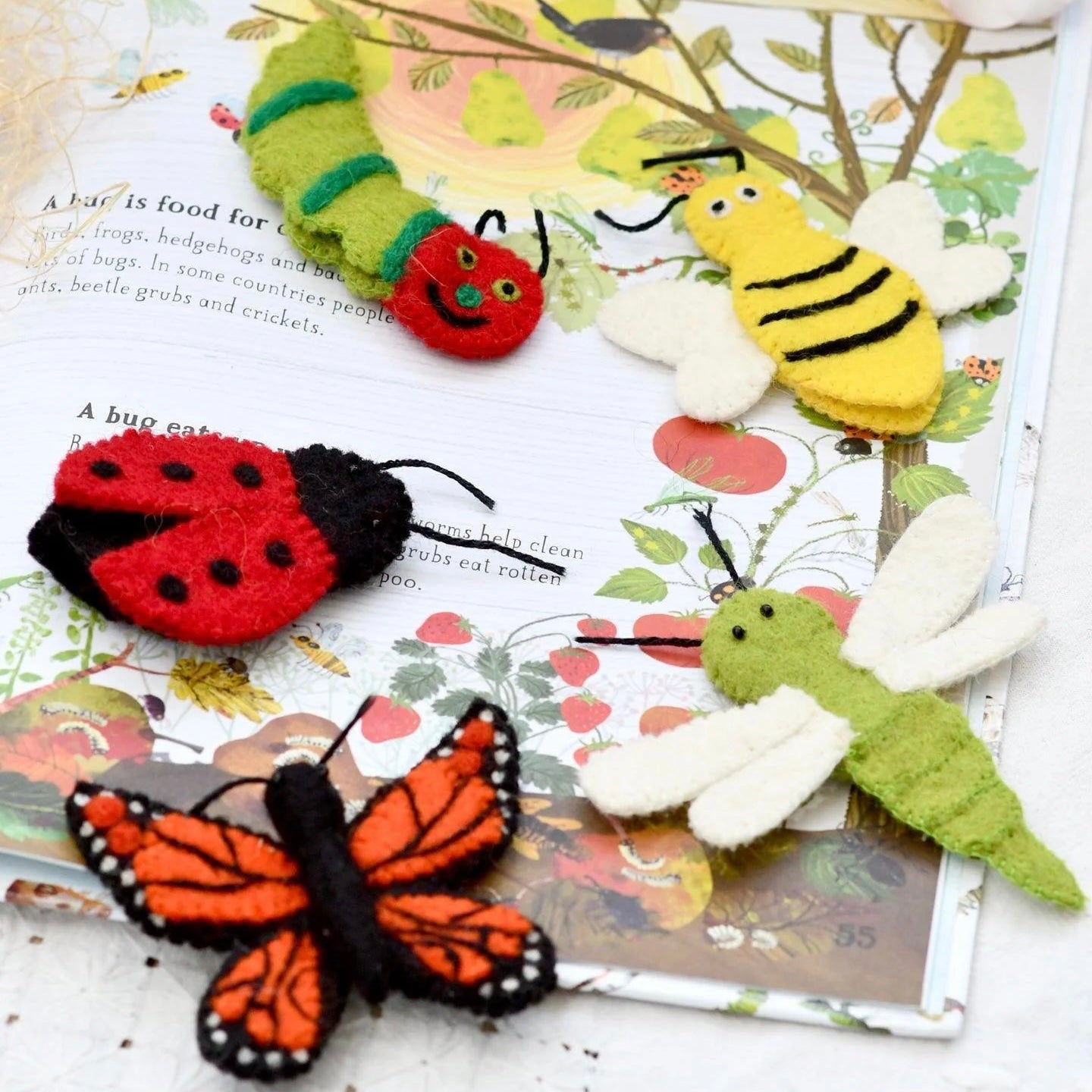 Felt Finger Puppets . Garden Bugs + Insects