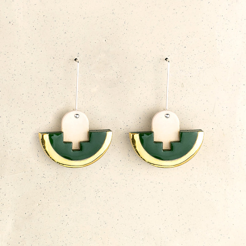 Deco Drop Earrings . Green . Erin Lightfoot