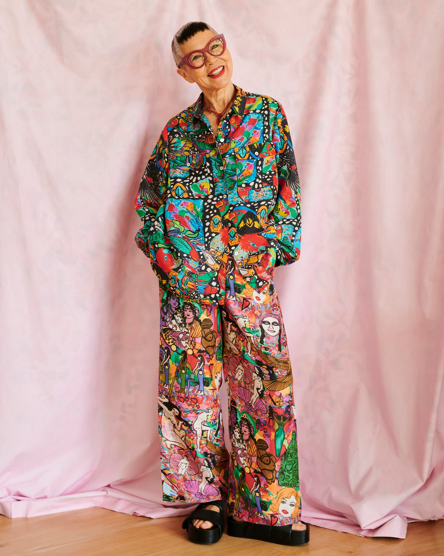 Jenny Kee . Parrots + Cockatoos Silk Shirt
