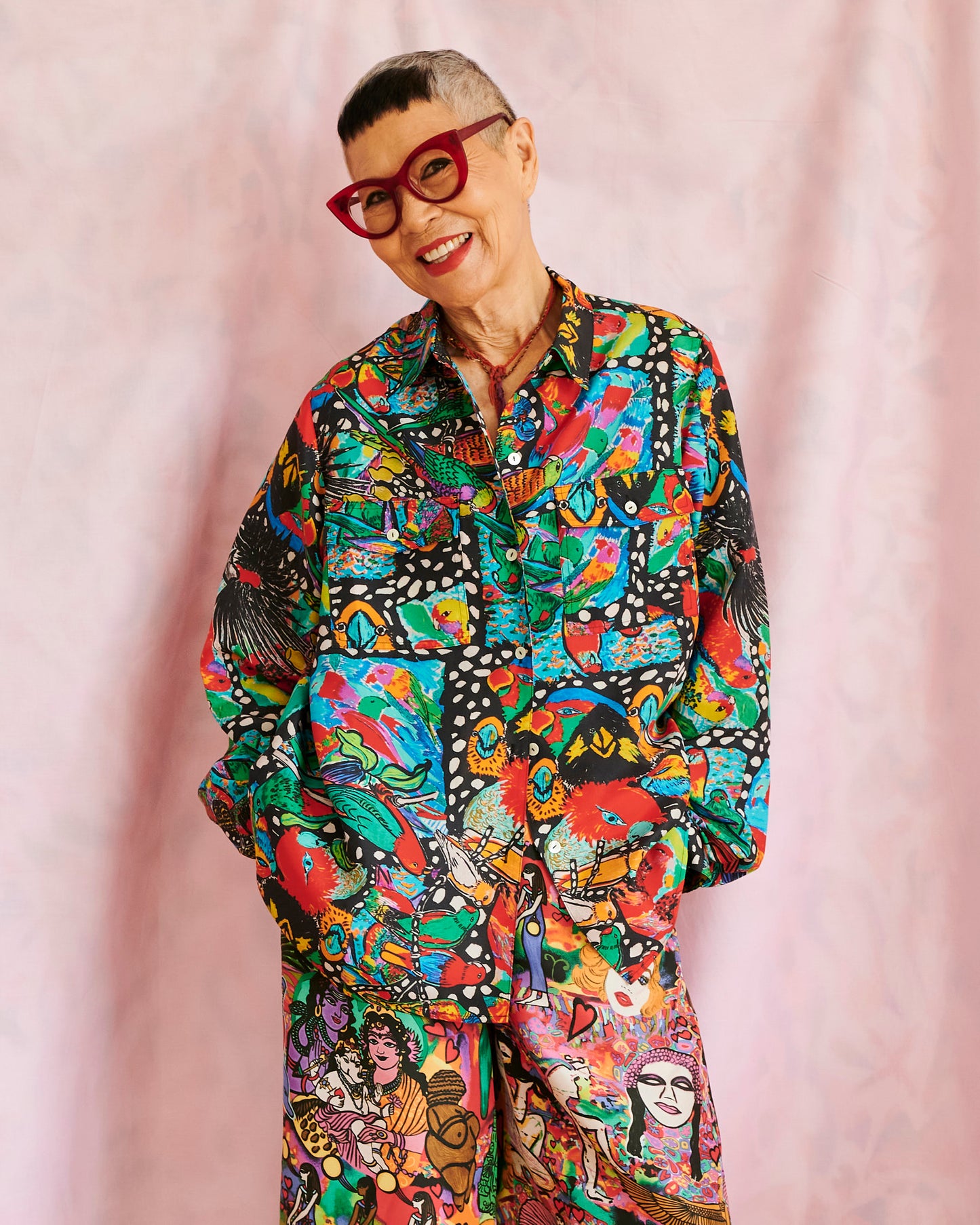 Jenny Kee . Parrots + Cockatoos Silk Shirt