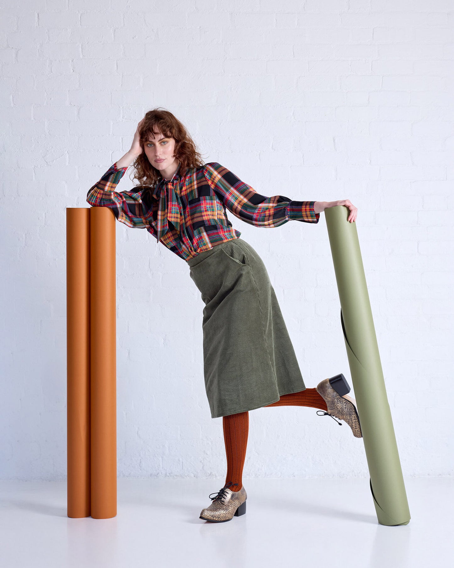 Merino Wool Socks . Long Knee High Rib . Paprika