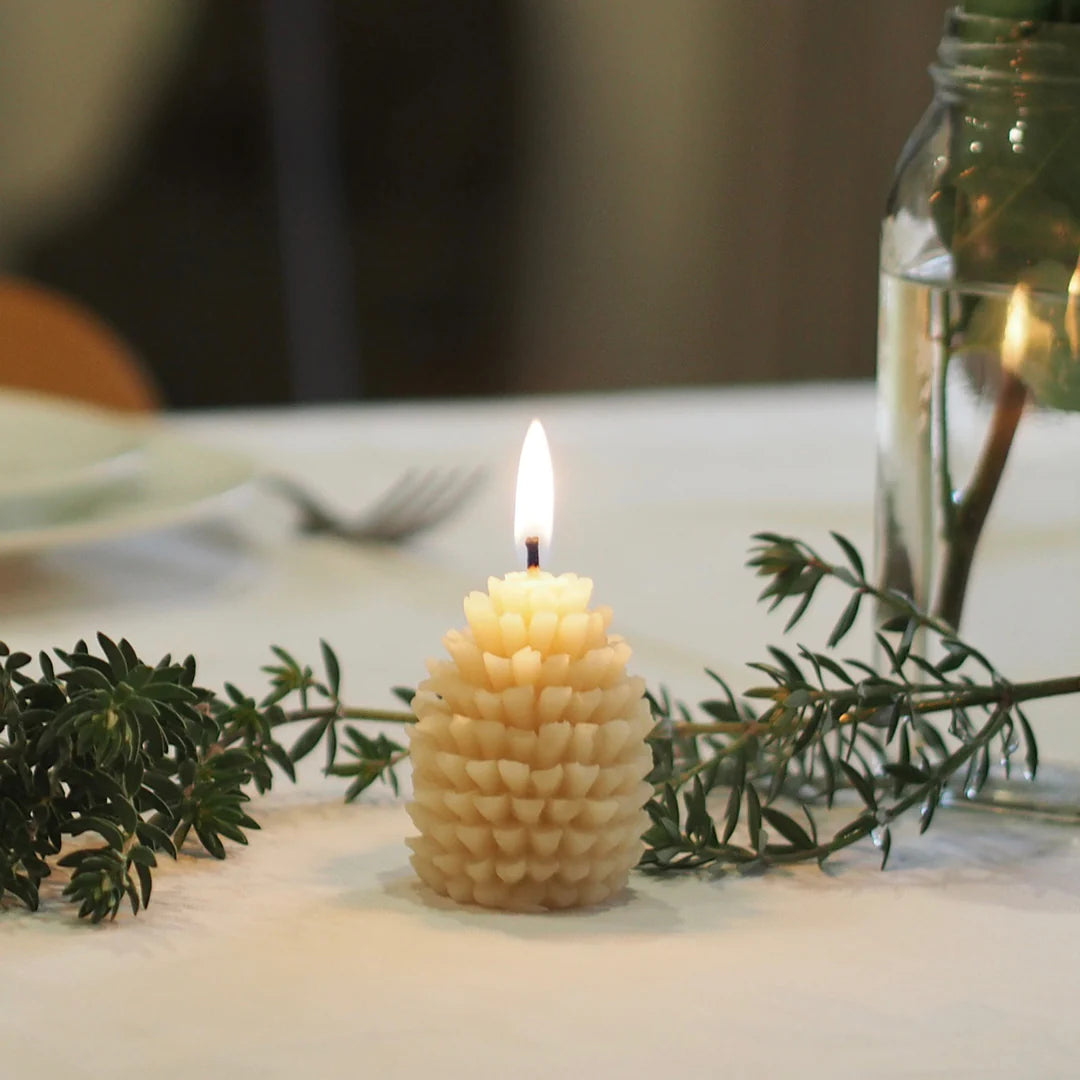 Australian Beeswax candles . Pine Cones . Set of Two . Small