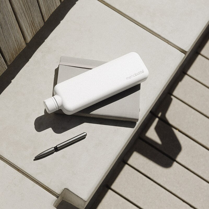Memobottle . Slim Stainless Steel . White