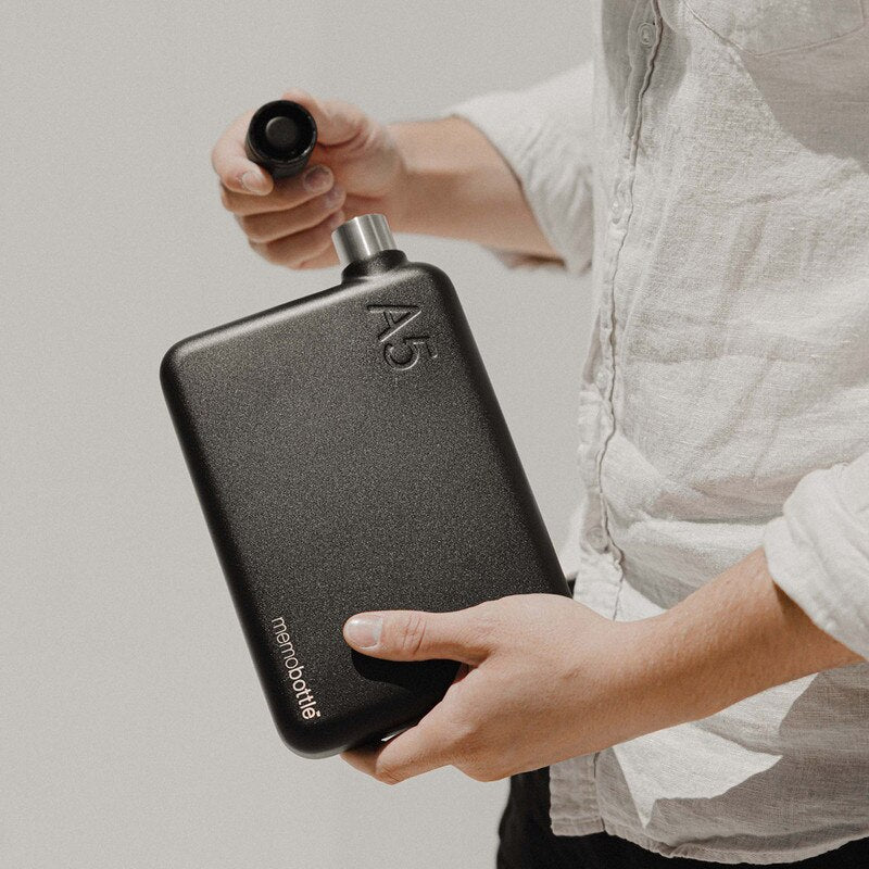 Memobottle . A5 Stainless Steel . Black
