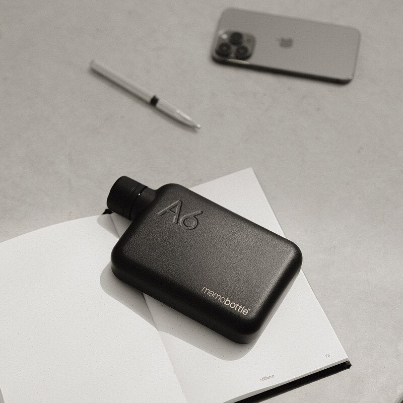 Memobottle . A6 Stainless Steel . Black