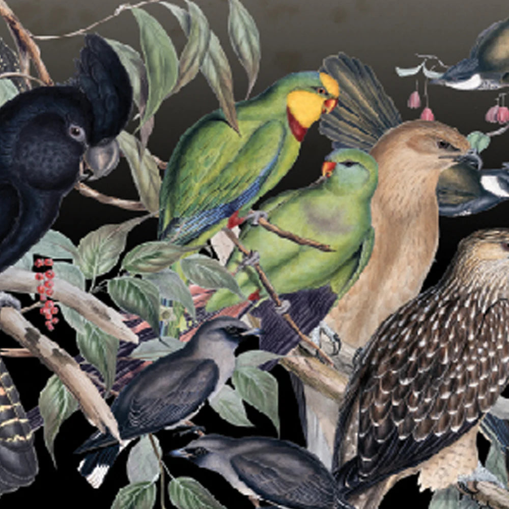 Keyring . Native Birds Parrots Grey