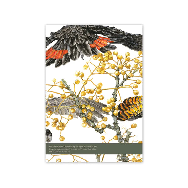 Studio Nikulinsky . A5 Notebook . Red-Tailed Black Cockatoos