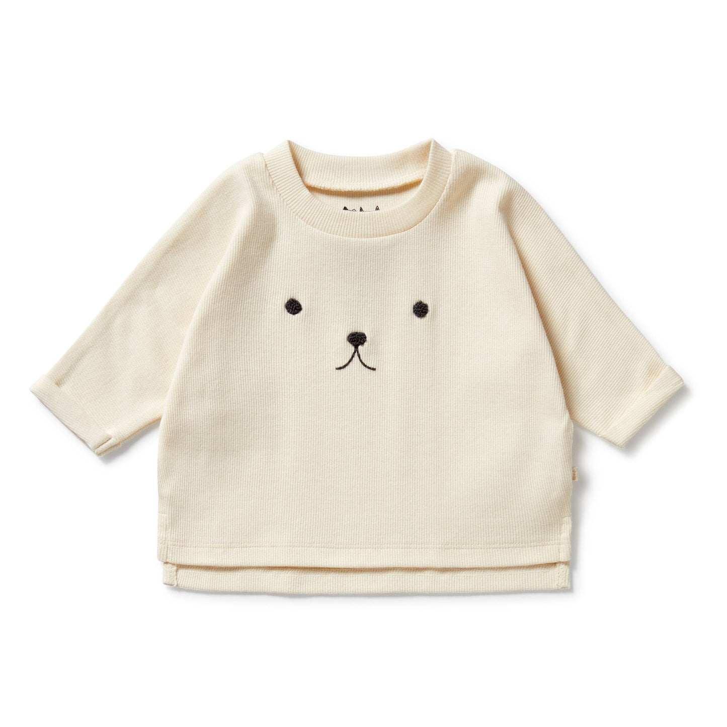 Organic Cotton Long Sleeve Tee . Buttermilk Bunny Face