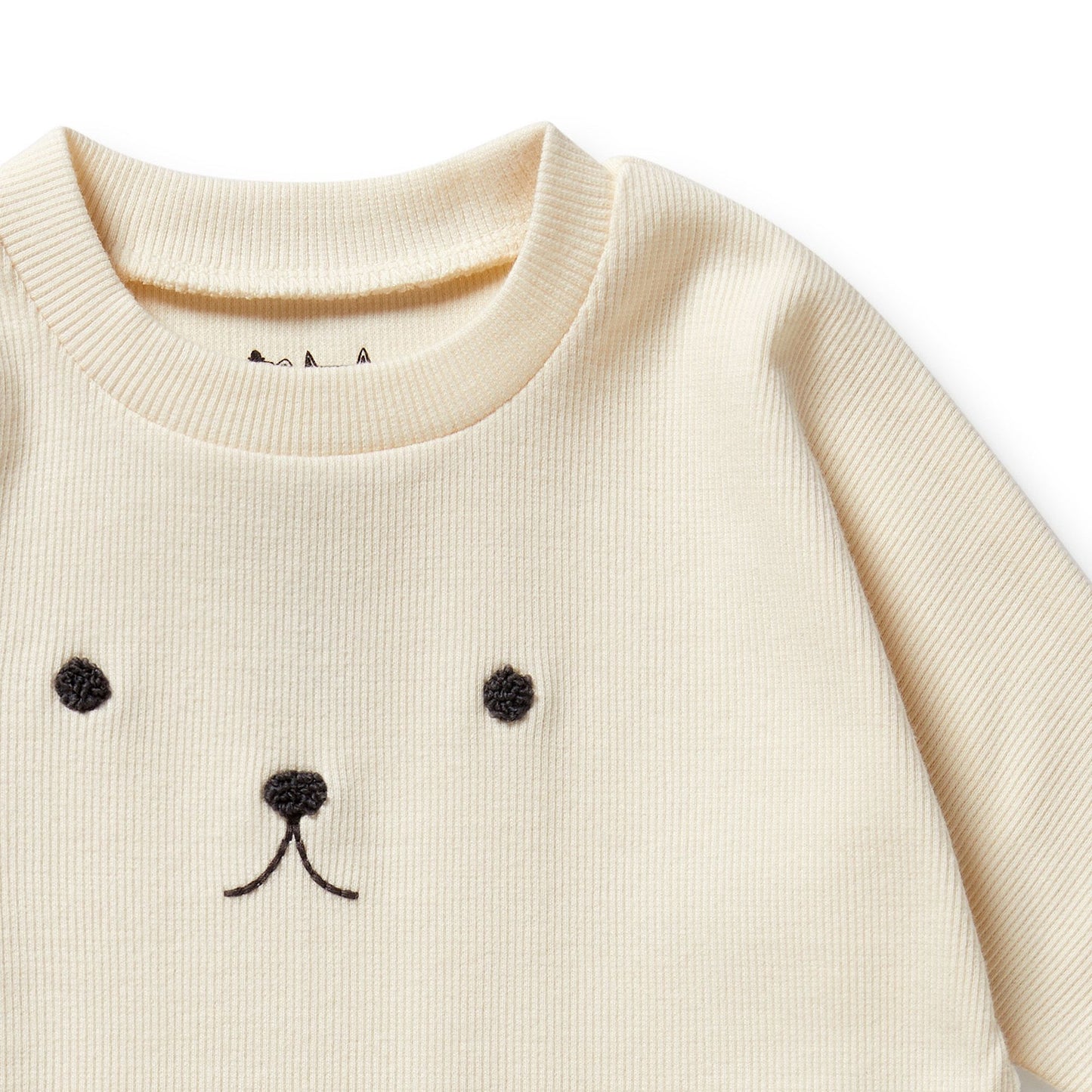 Organic Cotton Long Sleeve Tee . Buttermilk Bunny Face