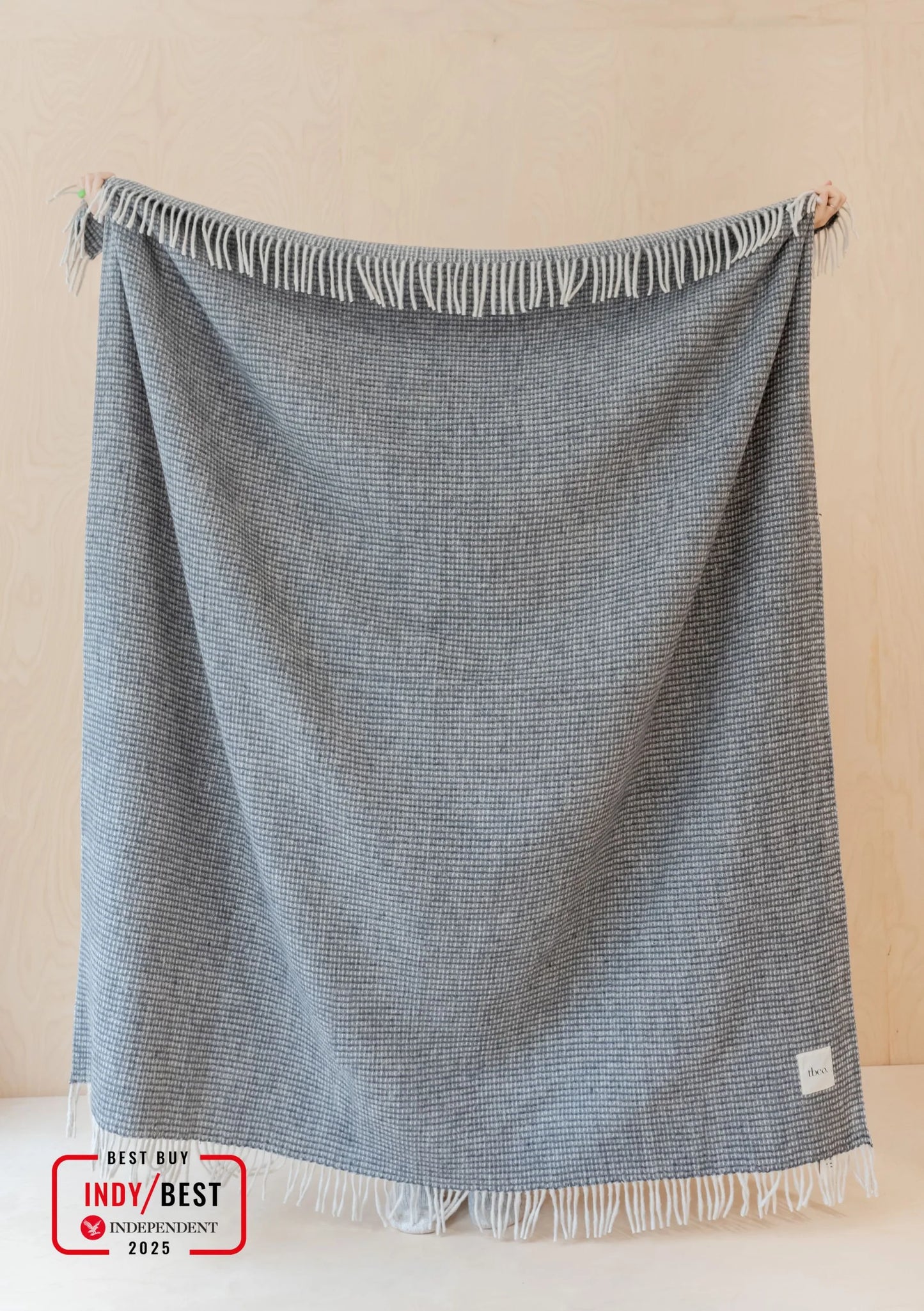 Recycled Wool Blanket . Charcoal Waffle