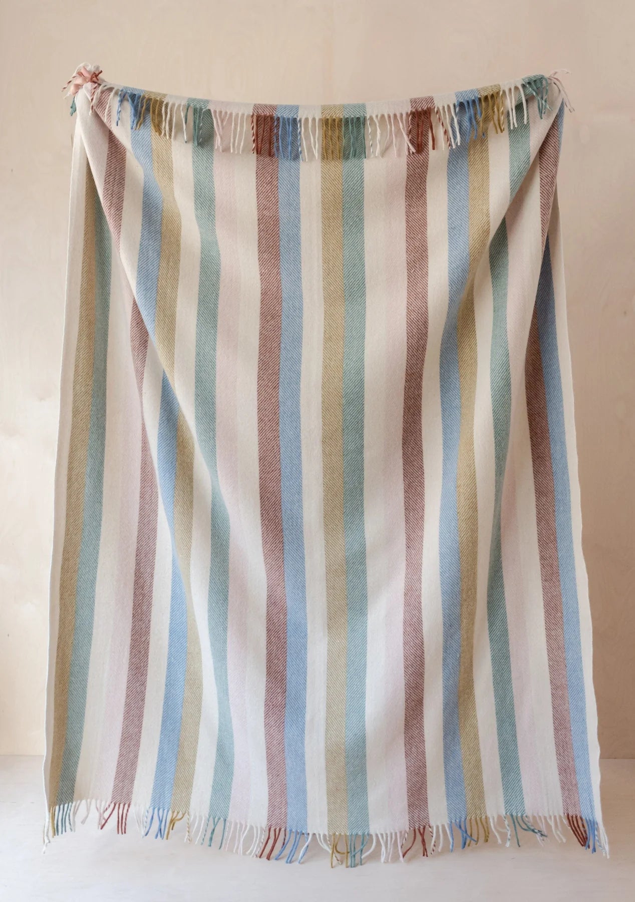 Recycled Wool Blanket . Rainbow Stripe