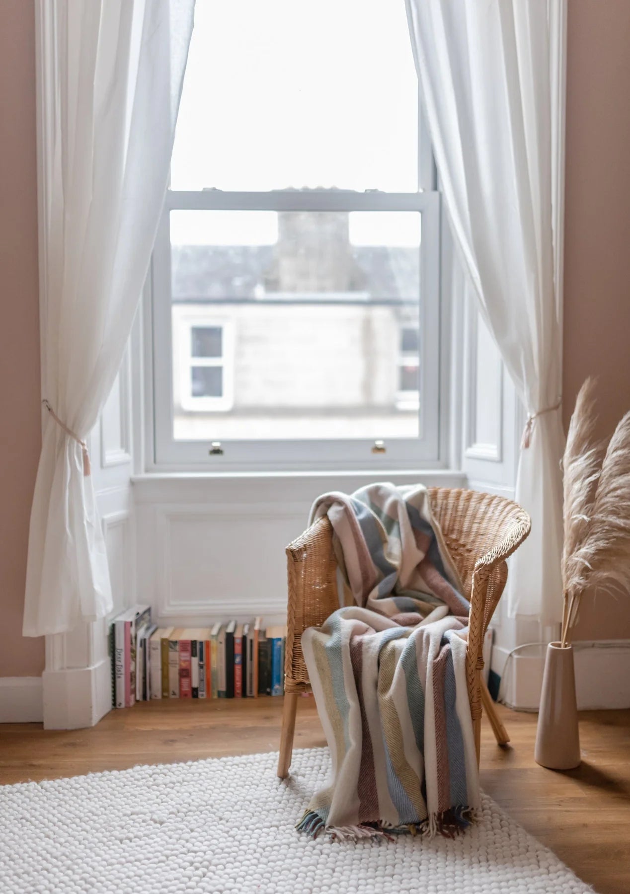 Recycled Wool Blanket . Rainbow Stripe