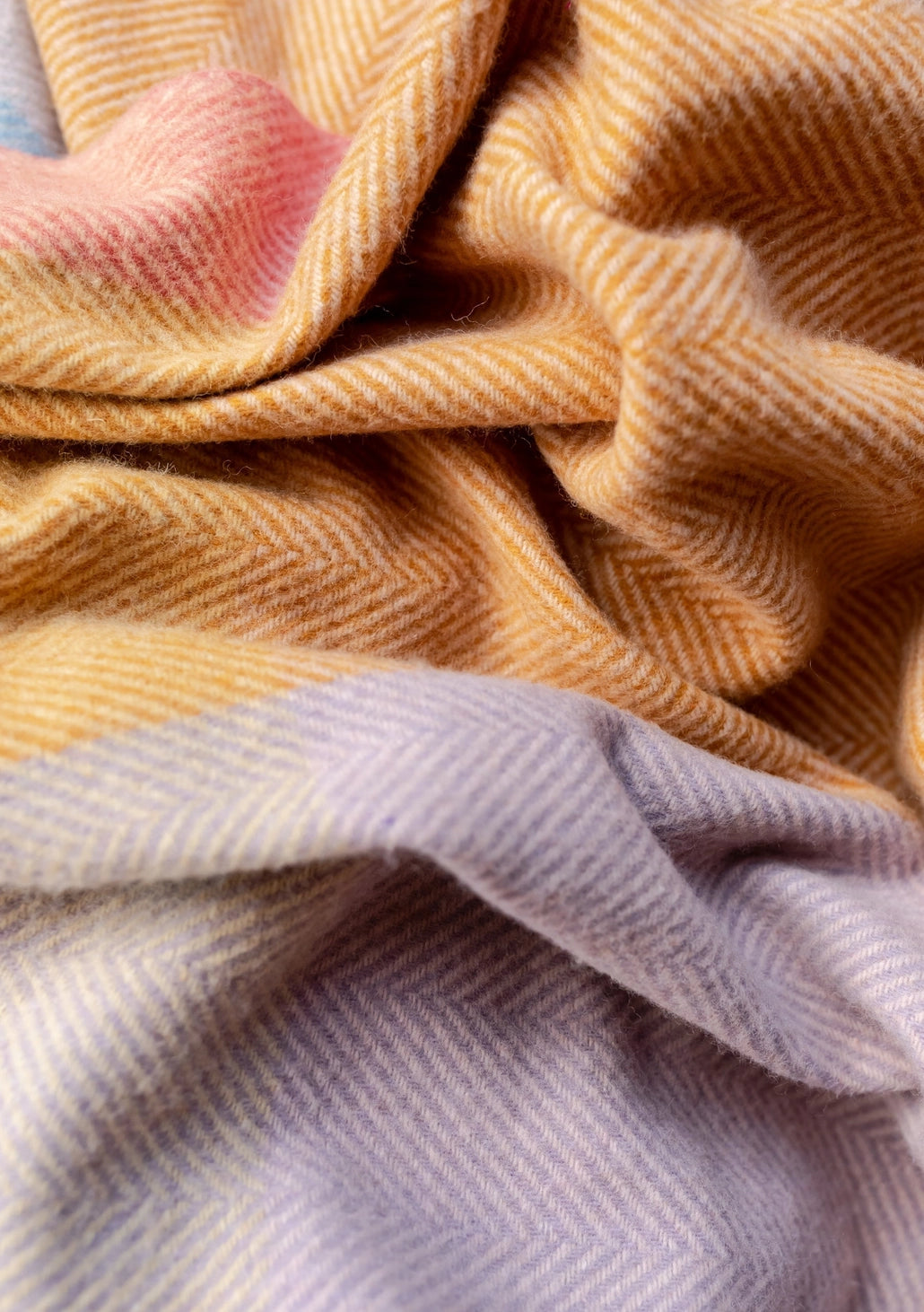 Recycled Wool Blanket . Mustard Check .