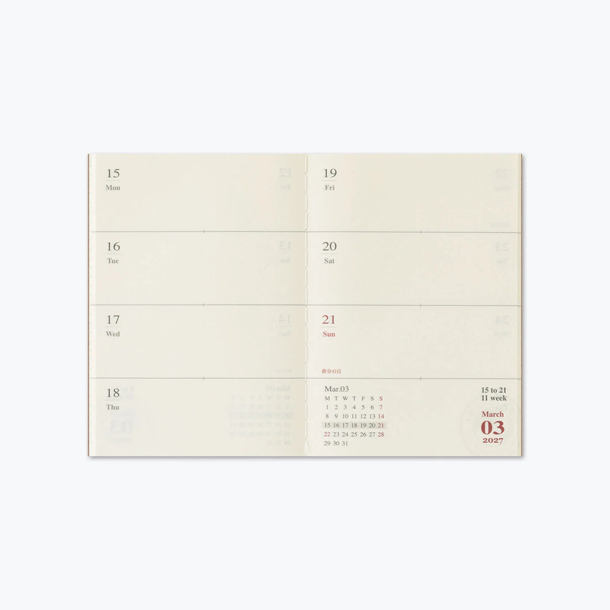 Traveler's Notebook Refill PASSPORT . 2027 Diary Weekly + Memo