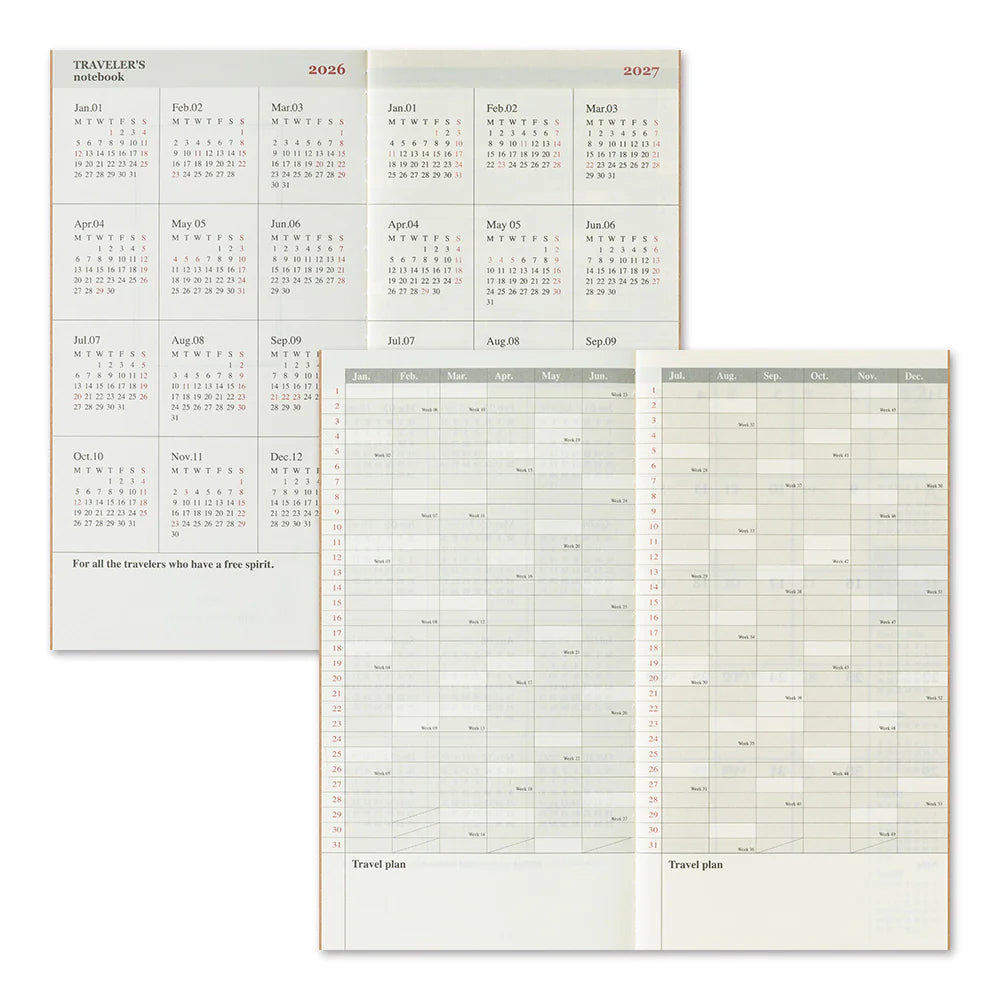 Traveler's Notebook Refill . 2026 Monthly Diary