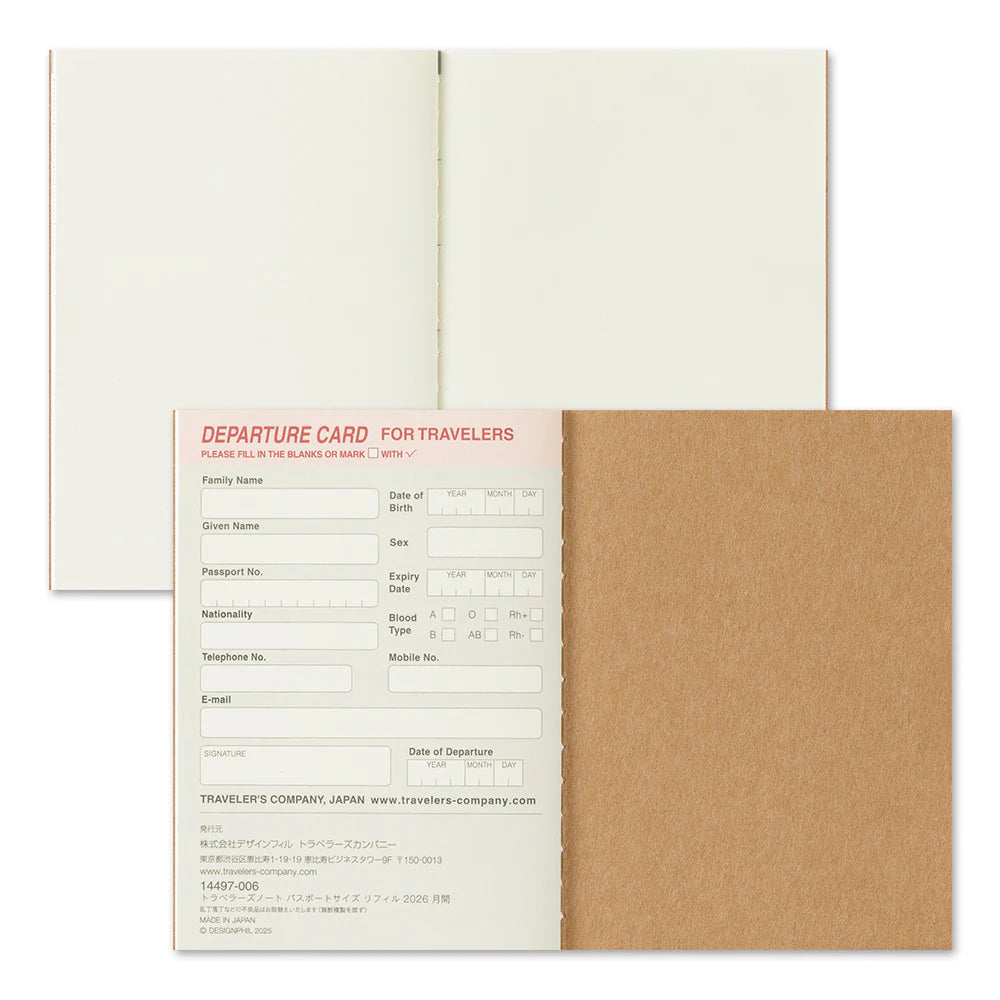 Traveler's Notebook Refill PASSPORT . 2026 Diary Weekly
