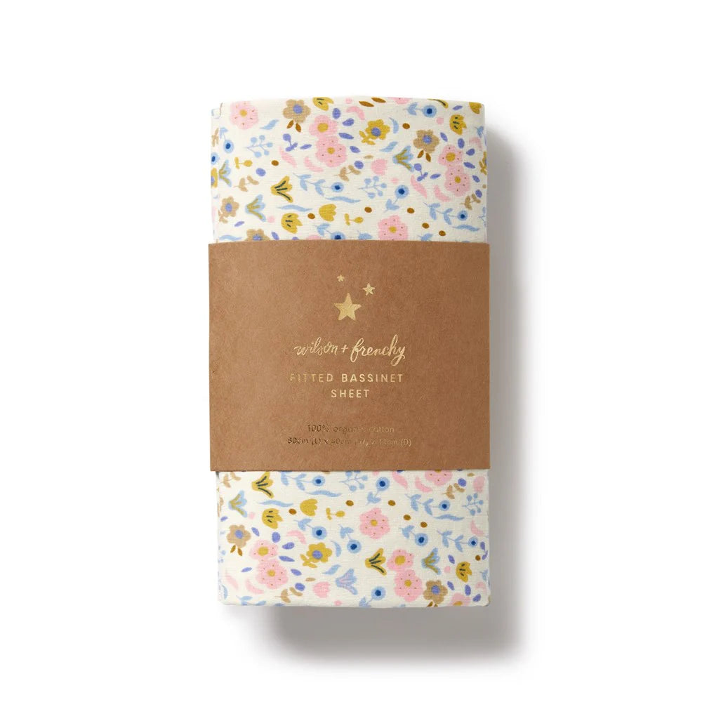 Organic Cotton Fitted Cot Sheet . Ava Floral