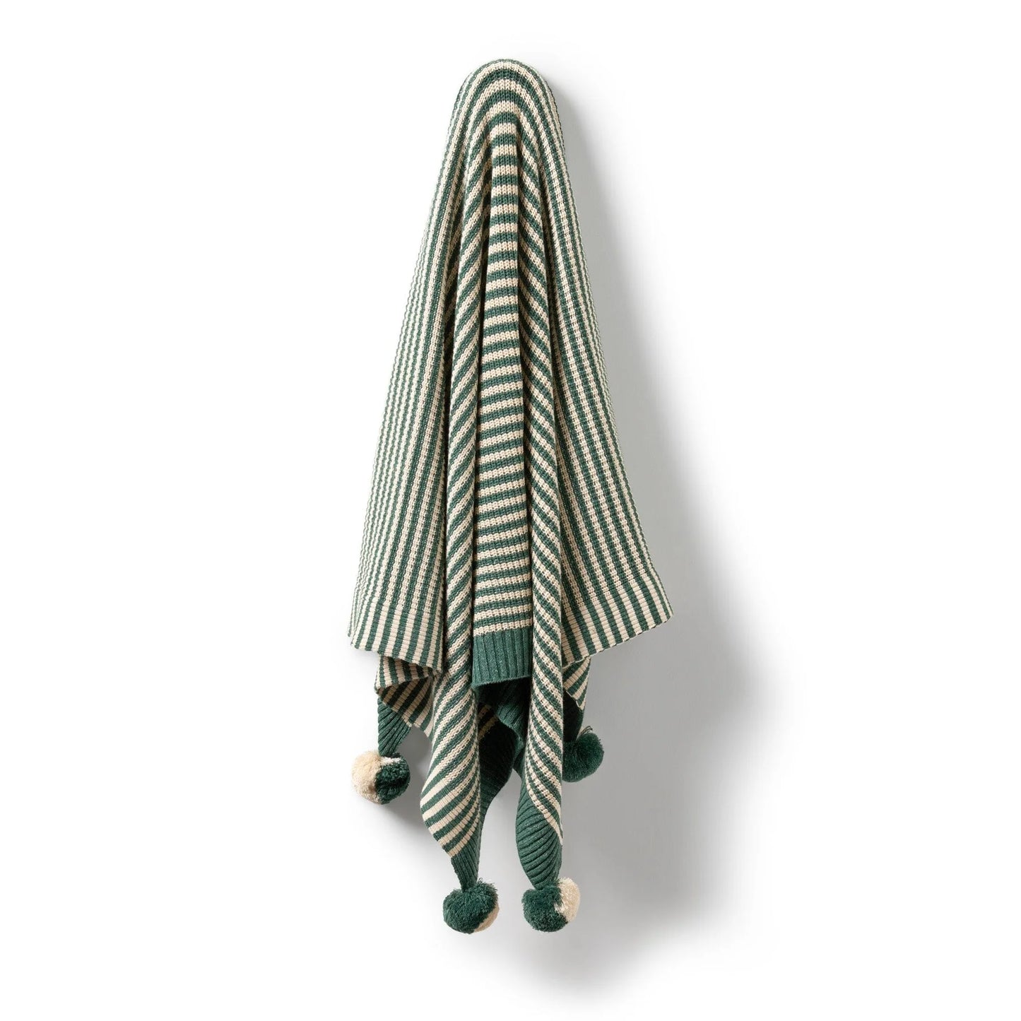 Organic Knitted Bubble Blanket . Clover Stripe