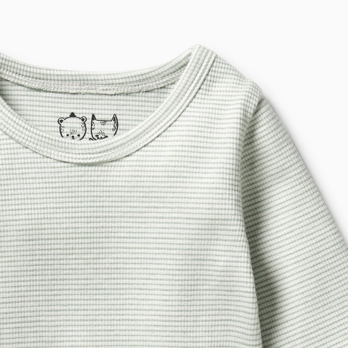 Organic Cotton Long Sleeve Tee . Fern Stripe