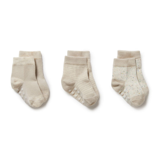Organic Cotton Baby Socks . 3-pack . Clay
