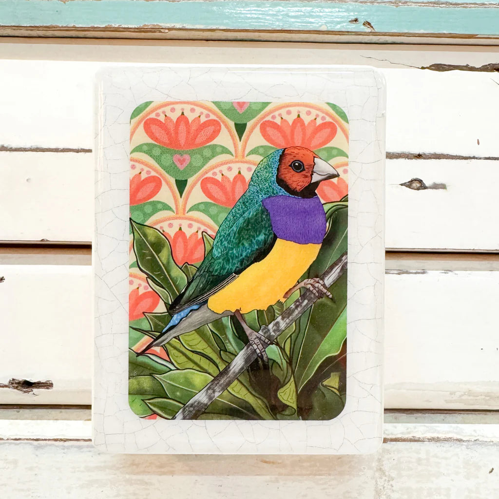 Mini Woodblock . Gouldian Finch