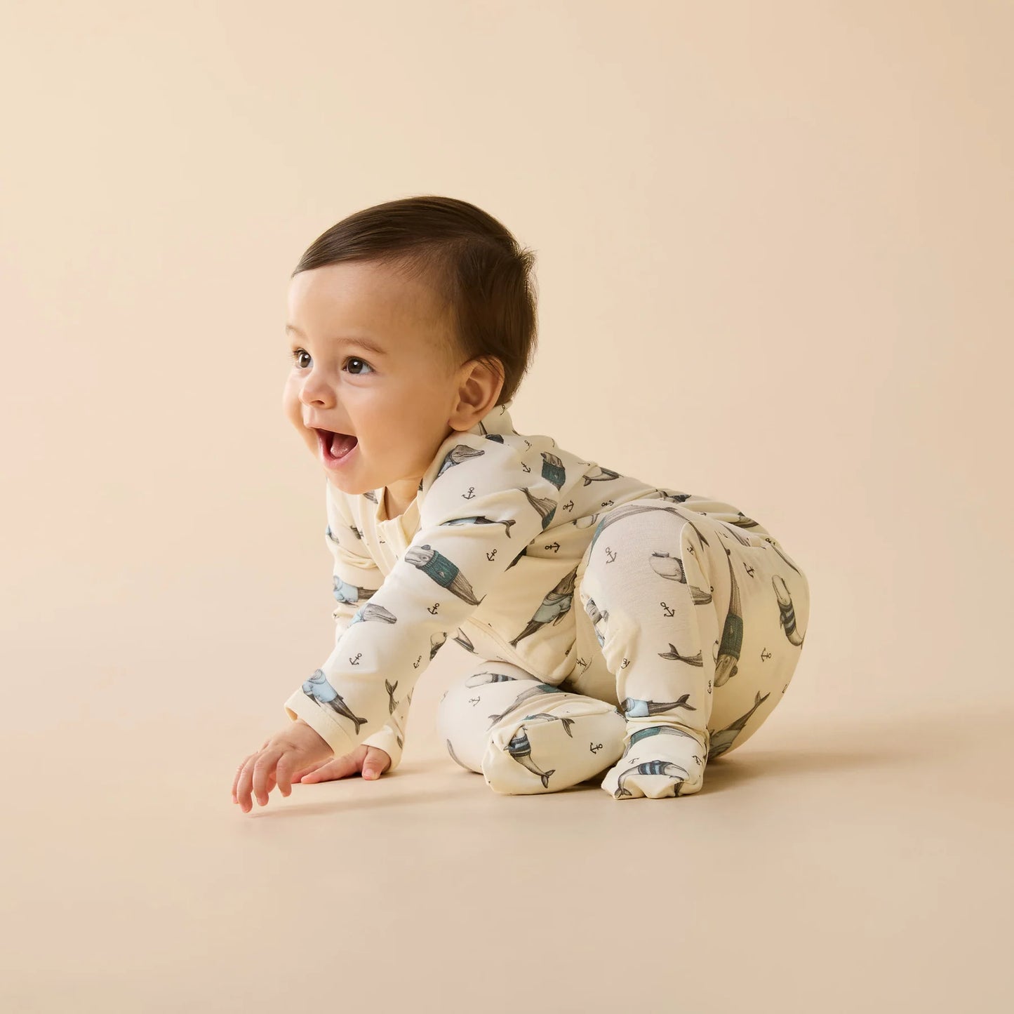Woolly Whales Organic Cotton Zipsuit