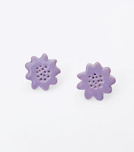 Ceramic Studs . Lilac Flora