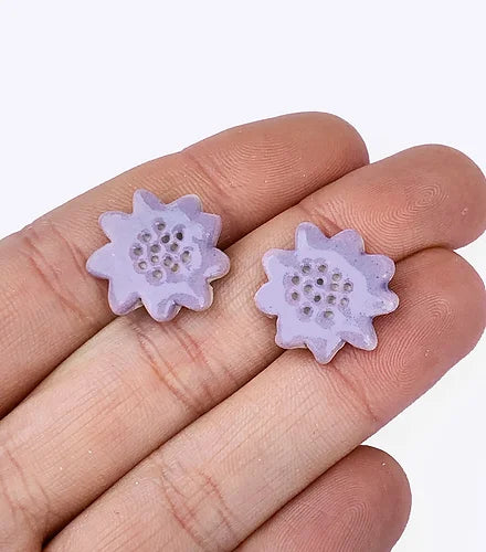 Ceramic Studs . Lilac Flora