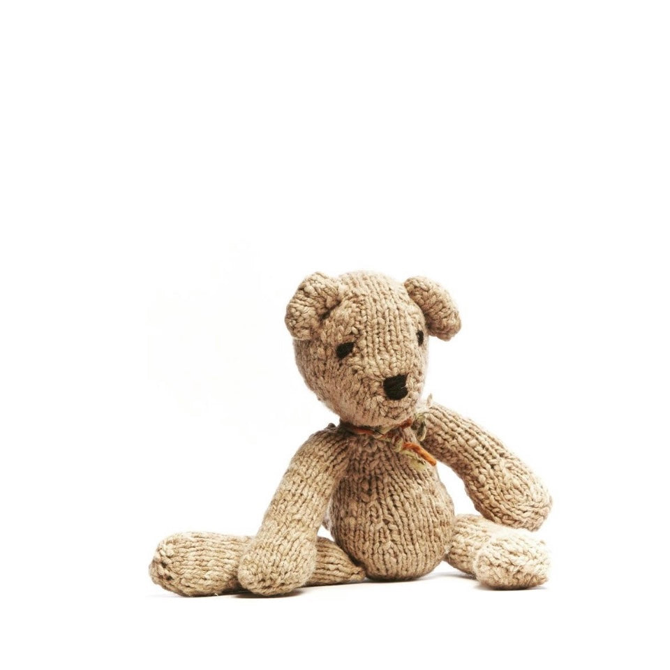 Hand Knitted Wool Bear . Latte