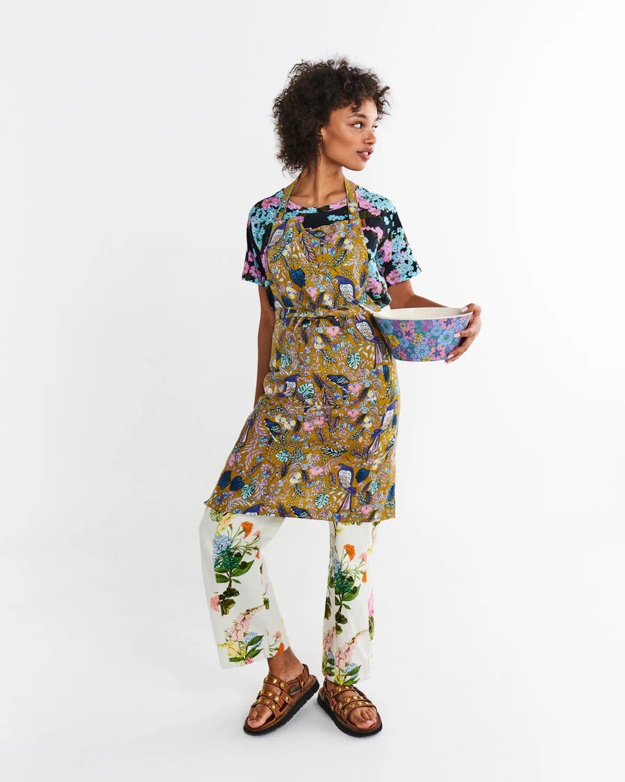 Linen Apron . Birds of Paradise .