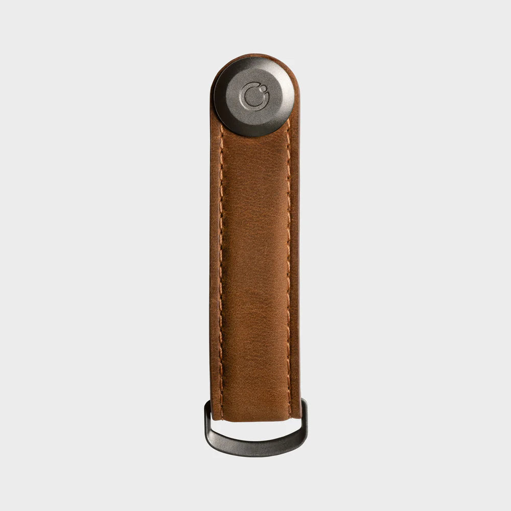 Orbitkey Key Organiser . Crazy-Horse Chestnut Brown with Brown Stitching