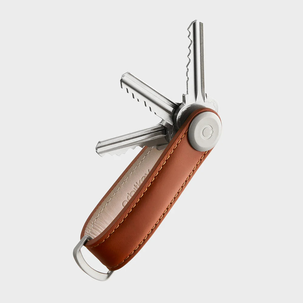 Orbitkey Key Organiser . Cognac with Tan Stitching