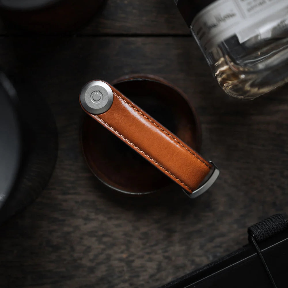 Orbitkey Key Organiser . Cognac with Tan Stitching