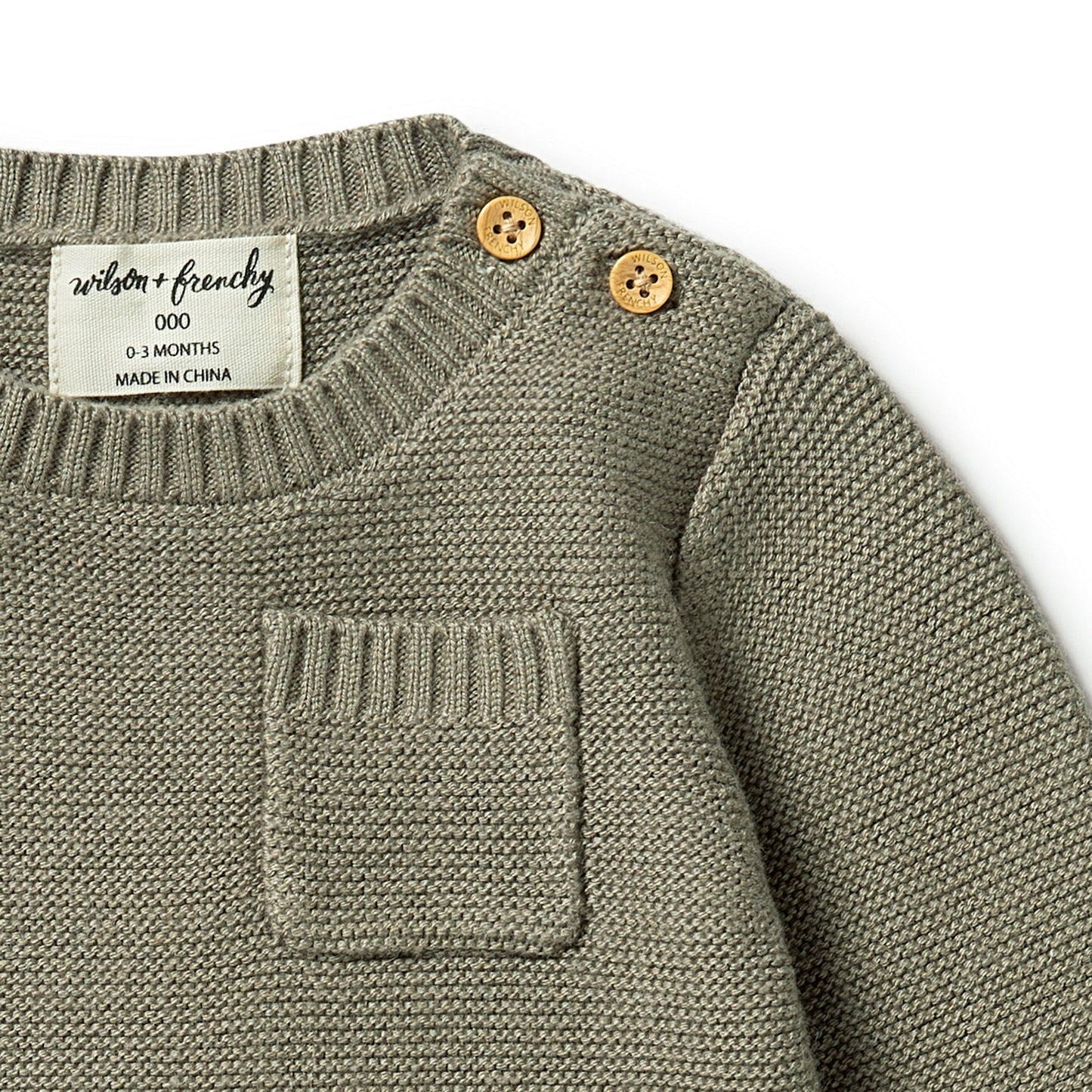 Knitted Stripe Pocket Jumper . Dark Ivy