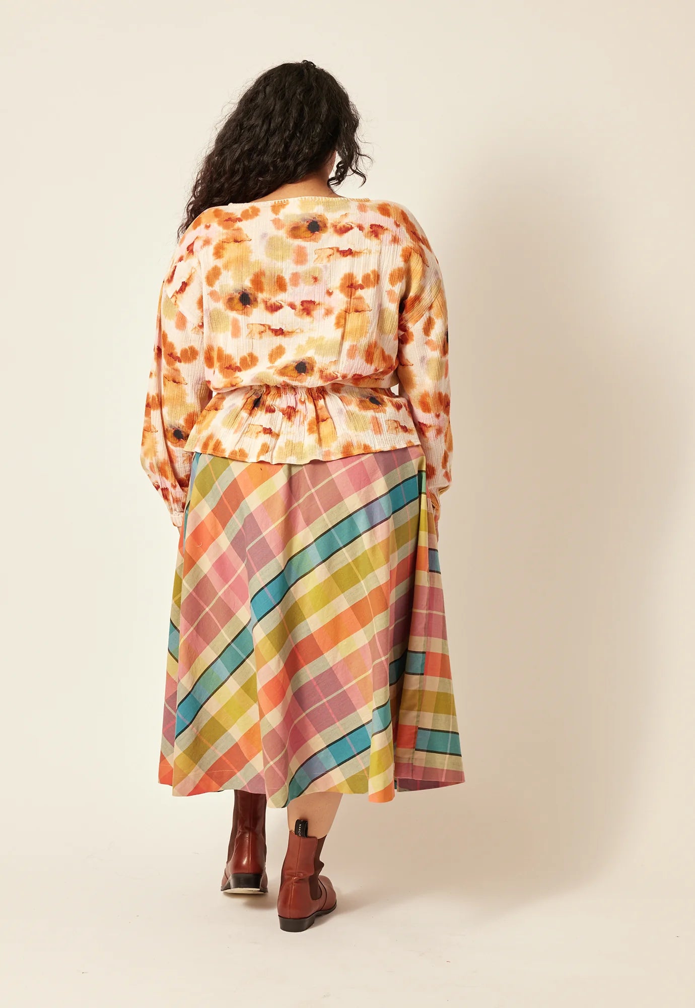 Ophelia Boat Neck Blouse - Pink Watercolour