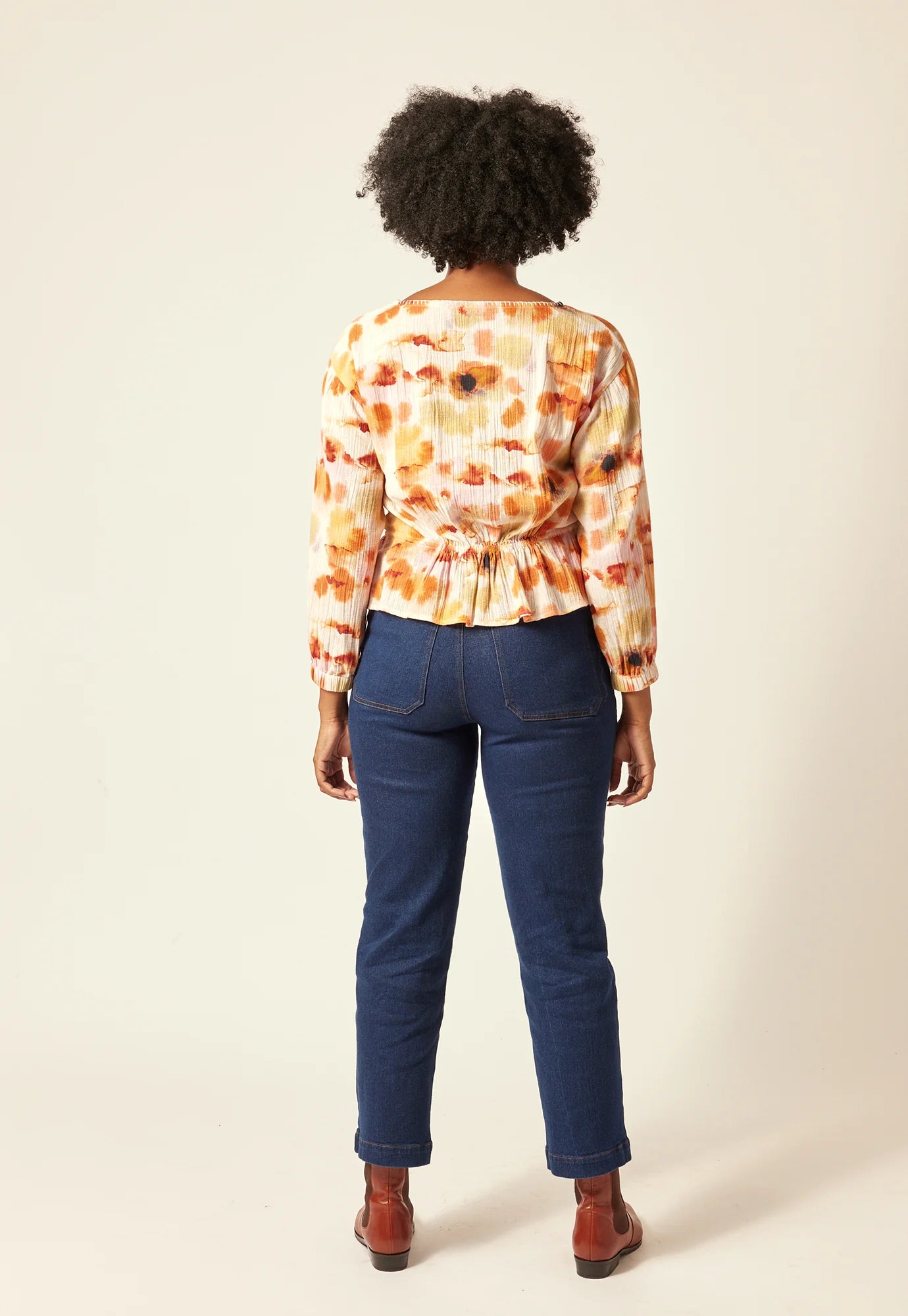 Ophelia Boat Neck Blouse - Pink Watercolour