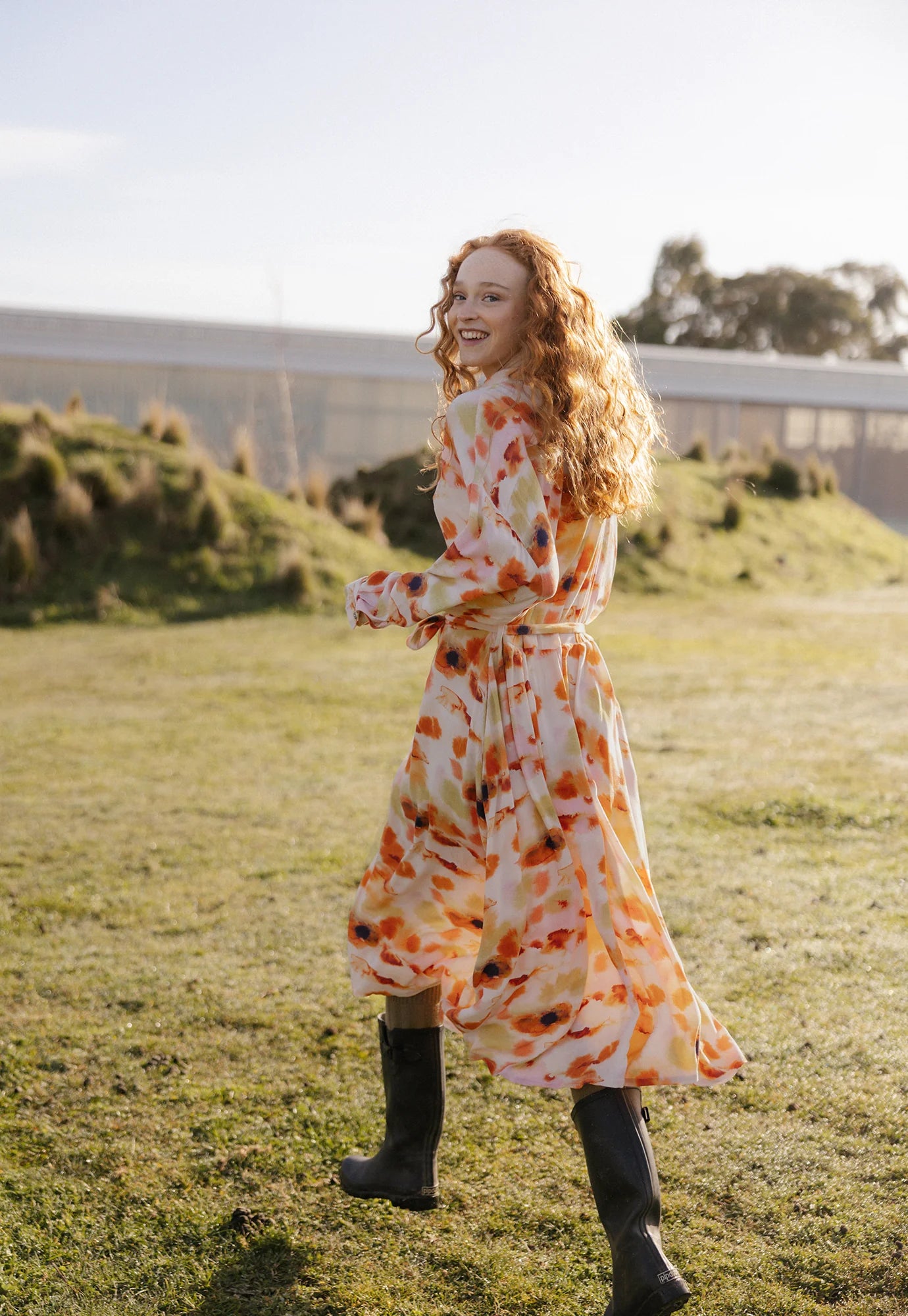 Mame Shirt Dress . Pink Watercolour