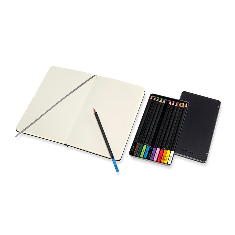 Moleskine Sketchbook + Watercolour Pencils Set