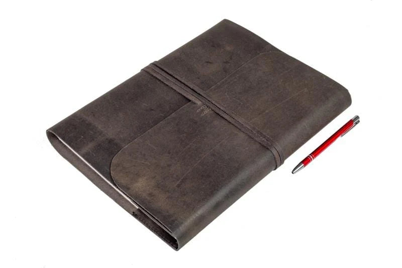 Leather Wrap Journal Refillable . Charcoal