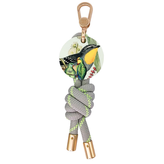 Keyring . Native Birds Parrots Grey