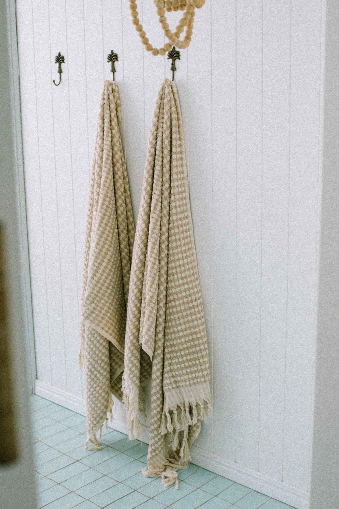 Turkish Cotton Towel . Classic Stripe Beige