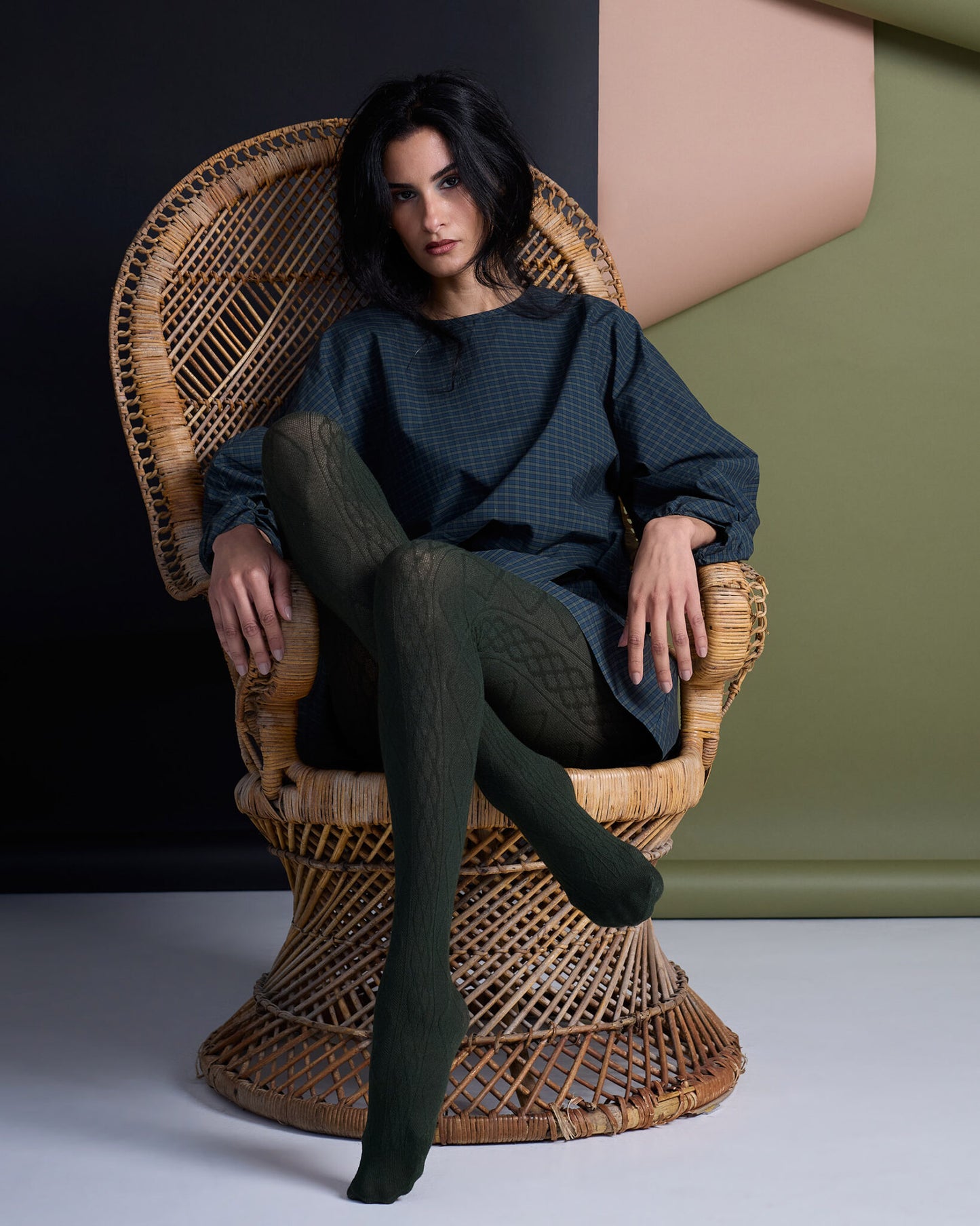 Aran Cashmere Tights . Green