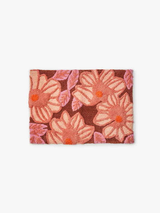 Azalea Pink Green Bath Mat.